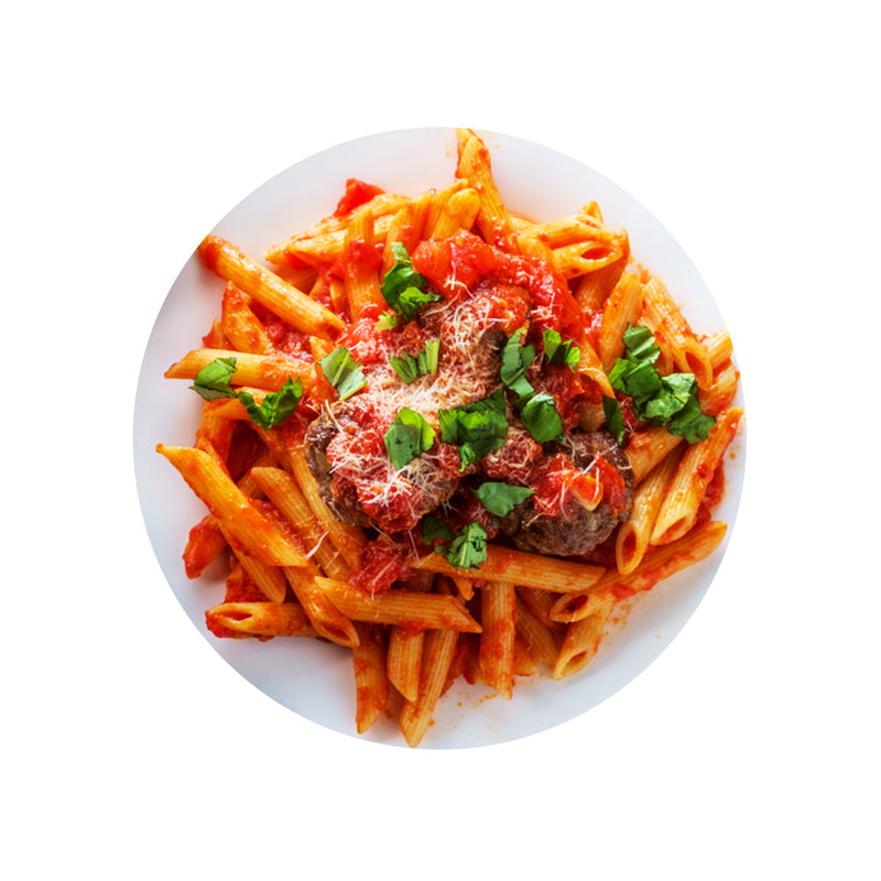 Penne Pasta with Meatballs and Marinara